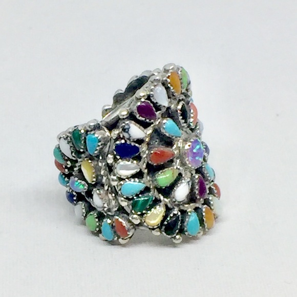 Sterling Silver Multi Stone Sunburst Ring - Picture 5 of 5